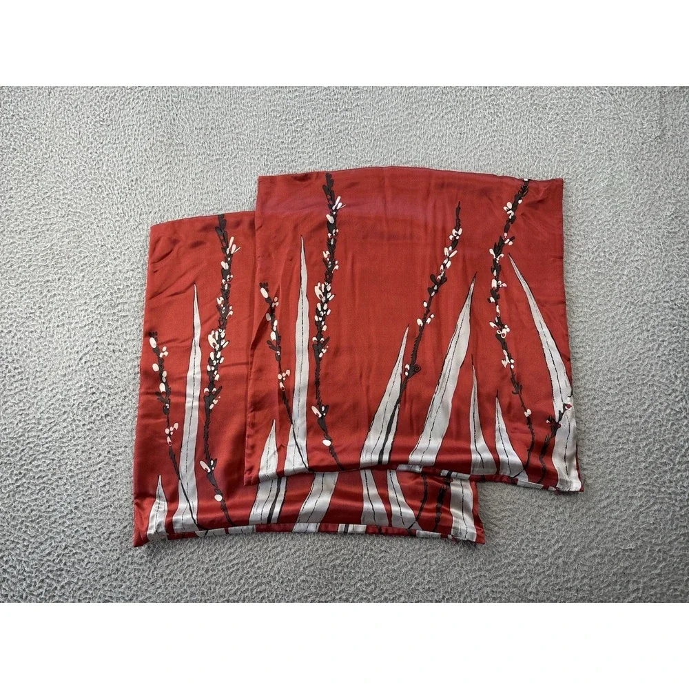 West Elm x Gemma Orkin Silk Pillow Covers 20x20 Red Black Accent Set of 2